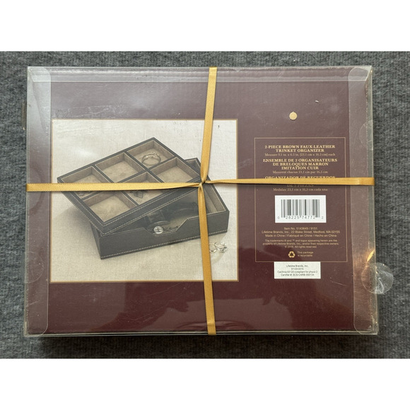 Bombay Company Faux Leather 2 Piece Trinket Jewelry Organizers - 9" x 6" - RARE - Picture 2 of 5